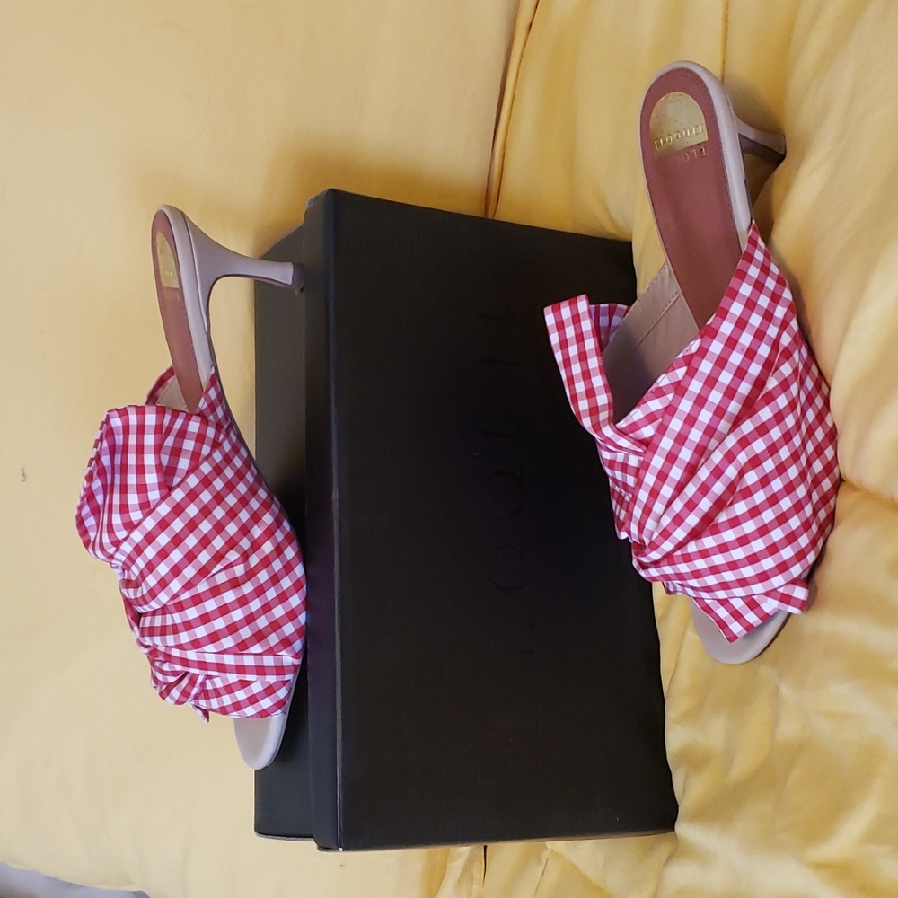 Eloquii high heel gingham slides, 11W